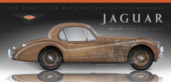 A3 Jaguar XK120 Cutaway Drawing Wall Poster Art Picture Print
