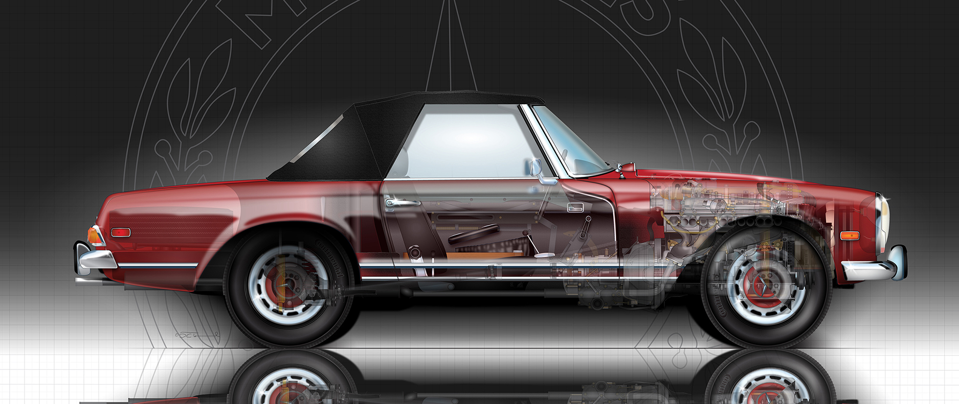 for Mercedes SL w113 classic convertible roadster 2x car silhouette stickers for Mercedes SL w113 classic convertible roadster 2x car silhouette stickers